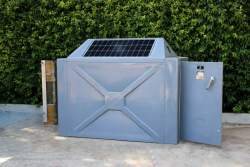 Solar Shell Bike locker. Bike locker with solar panel.